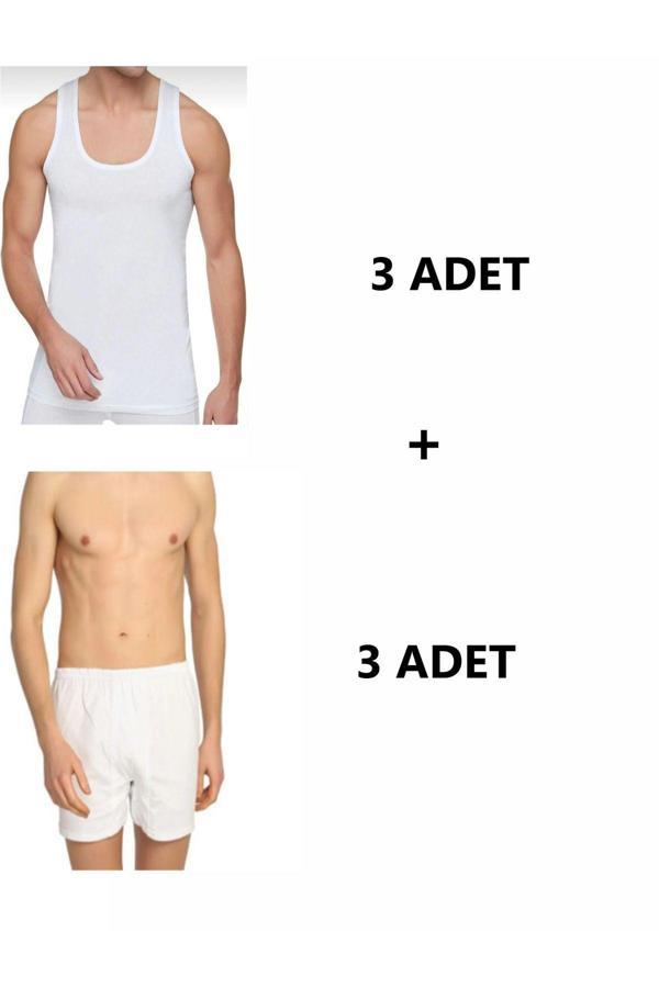 Pi Giyim Erkek 6'Lı Paket Pamuk Paçalı Külot Ve Atlet - Image 1