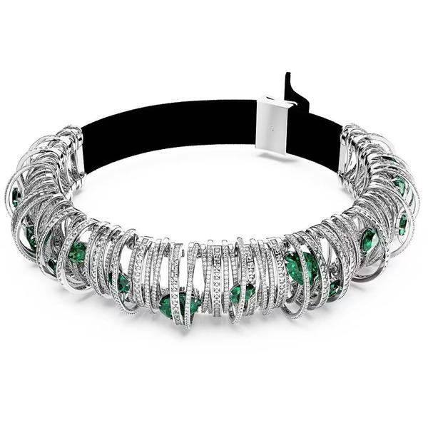 5676060 Swarovski Kolye Hyperbola Choker, Carbon Neutral Zirconia, Green, Rhodium Plated - Image 1