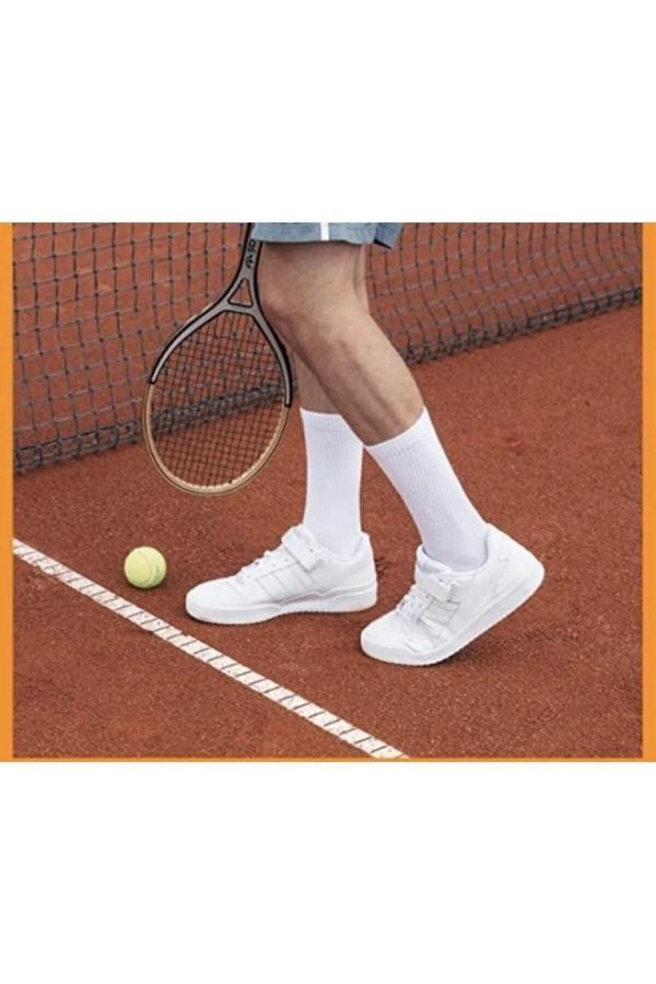 Pi Giyim Fitilli Beyaz Unisex Soket Tenis Çorap 4 Lü Ekonomik Paket - Image 1