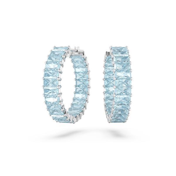 5659037 Swarovski Küpe Matrix:Pe Hoop Baguette Earrings Acqua Blu/Rhs - Image 1