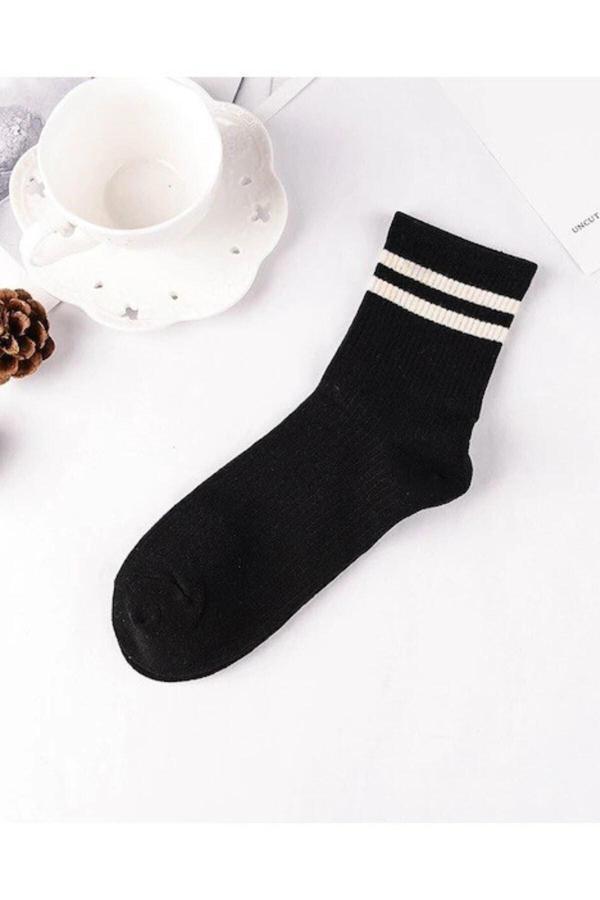 Pi Giyim 4 Çift Ekonomik Paket Erkek Kadın Unisex Çorap Soket Uzun Tenis Corap Çizgili Kolej Çoraplar - Image 1