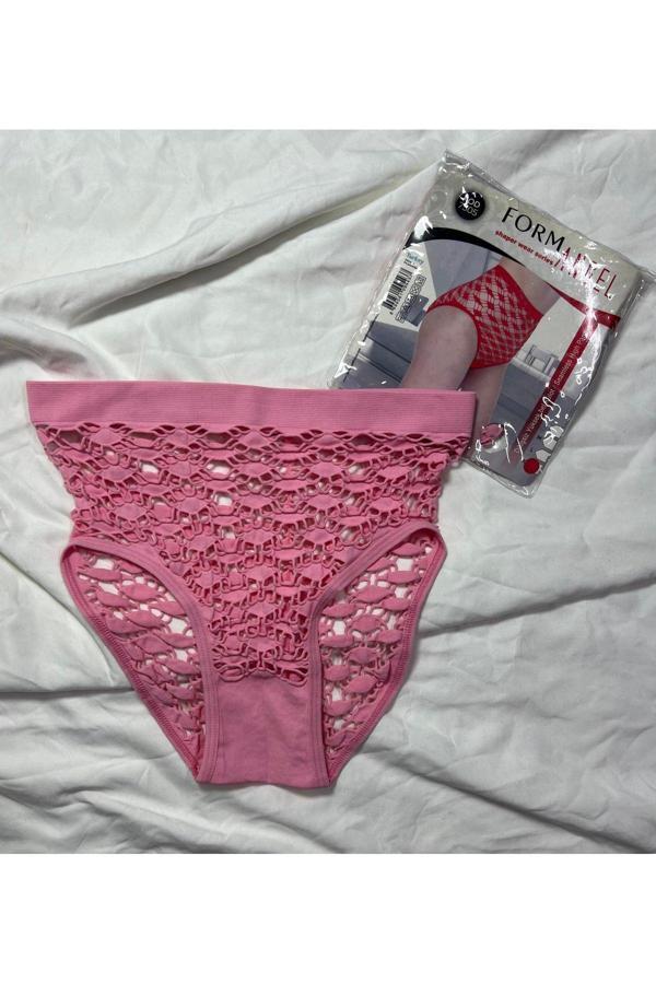 Pi Giyim Kadın Dikişsiz Yüksek Bel Desenli Bikini Külot 6'Lı Paket Pembe - Image 1