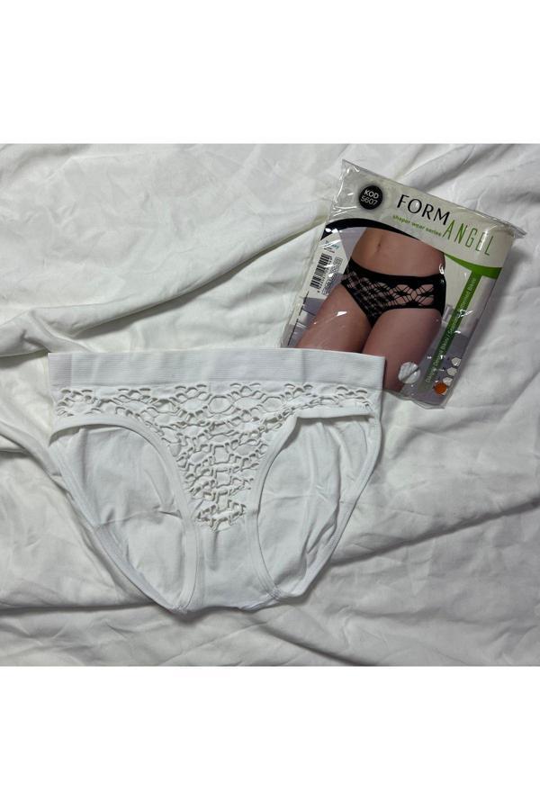 Pi Giyim Kadın Dikişsiz Desenli Bikini Külot 6'Lı Paket Beyaz - Image 1