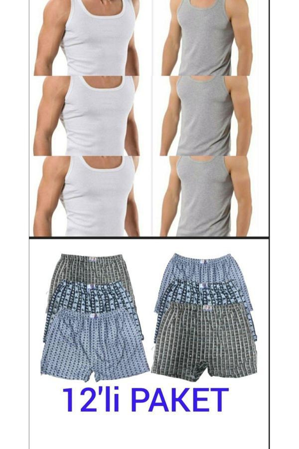Pi Giyim 12'Li Erkek Atlet Ve Şort Boxer Takım - Image 1
