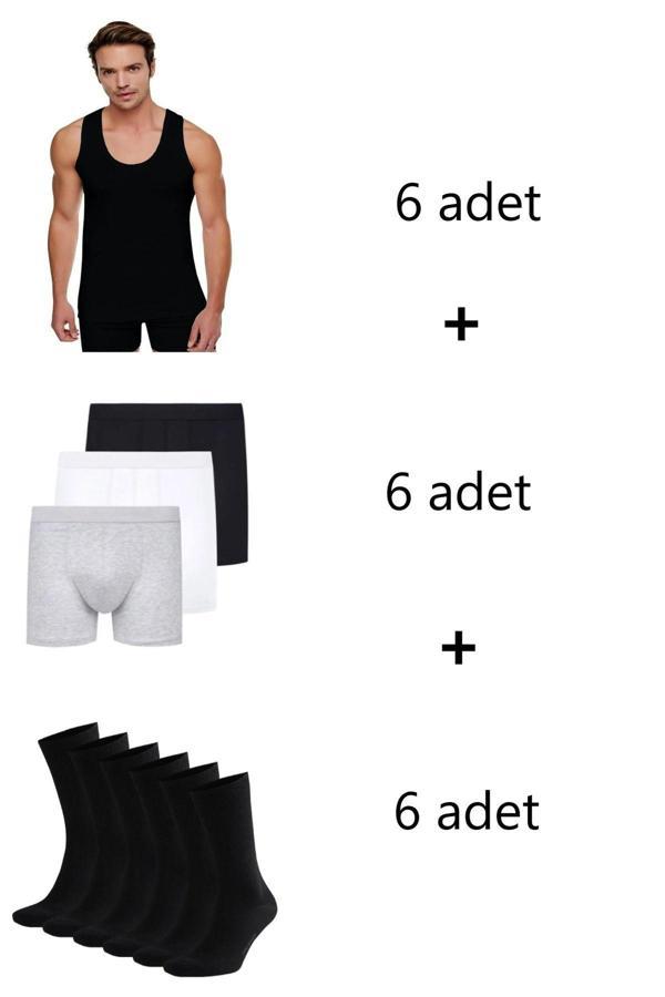 Pi Giyim 18'Li Çamaşır Seti Atlet Boxer Çorap - Image 1