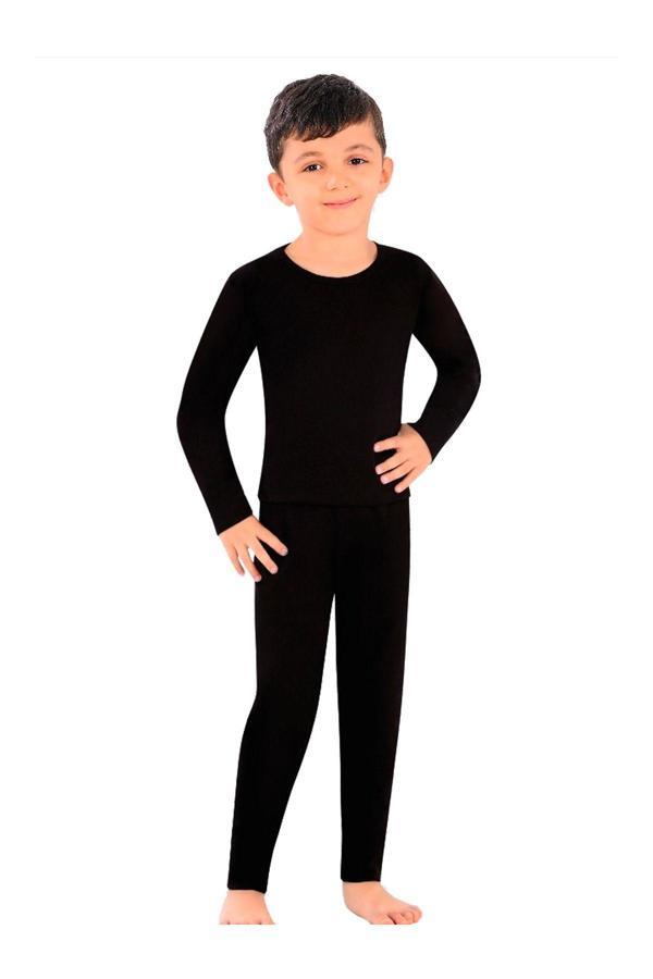 Pi Giyim Çocuk Unisex Siyah Kışlık Tayt Şardonlu Rahat Yumuşak Ağlı Kalın Içlik Tayt Siyah - Image 1