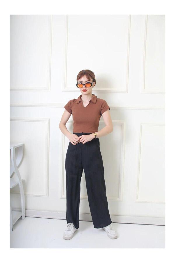 Pi Giyim Kadın Kışlık Kalın Fitilli Kaşkorse Pijama Altı Eşofman Altı Cepsiz Siyah - Image 1