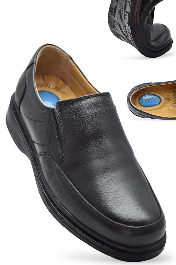 7878 Ortopedik Taban Siyah Hakiki Deri Erkek Ayakkabı Mevsimlik - Image 1