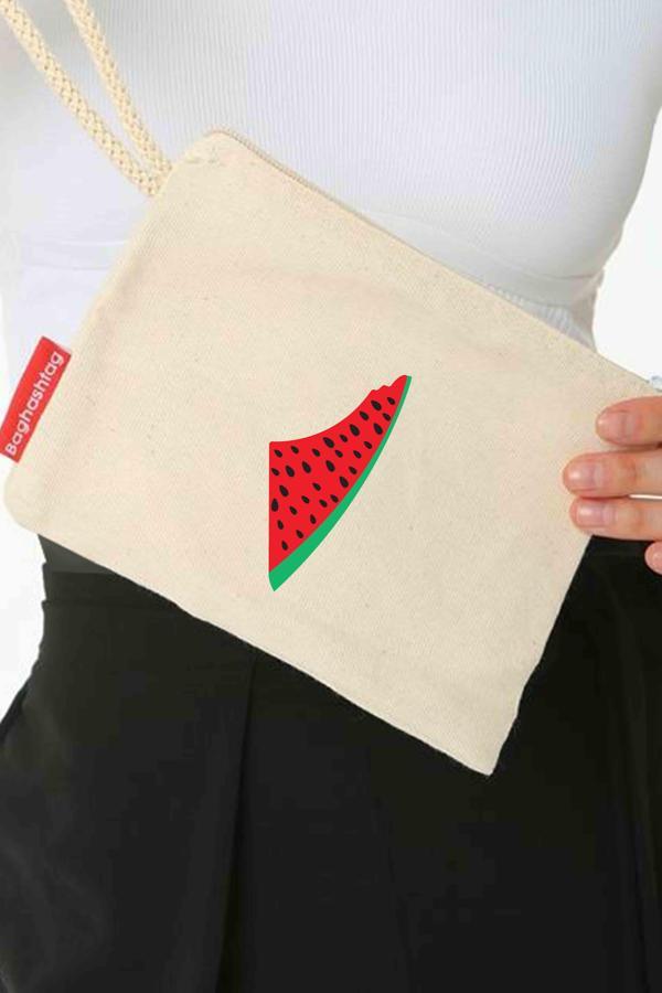 Geleneksel Filistin Karpuzlu Filistin Haritası Dijital Baskılı Askılı Kanvas Clutch Fermuarlı EL Çan B320013 - Image 1