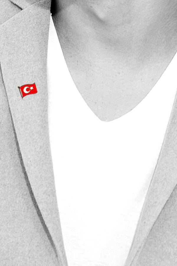Türkiye Bayarğı Simgesi Altın Renkli Özel Tasarımlı Unisex Yaka Rozeti 1 Adet A300018 - Image 1