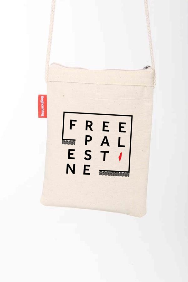 Geleneksel Filistin "free Palestıne" Dijital Baskılı Askılı Kanvas Bez Fermuarlı Çanta 18*25 Cm B330014 - Image 1