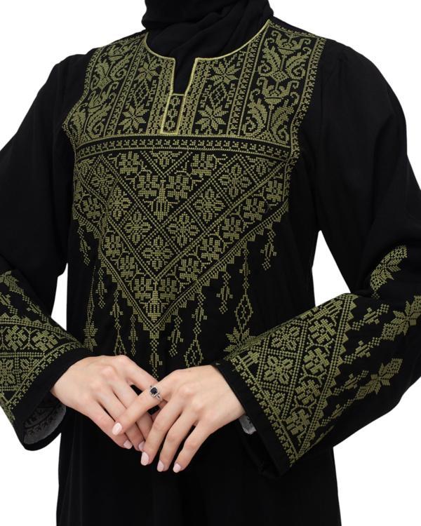 Filistin Geleneksel Üçgen Üstlü Tek Taraflı Nakışlı Kadın Elbise C100043 - Image 1