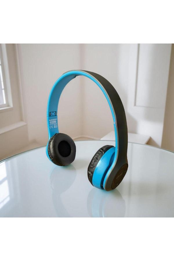 P47 Wireless Bluetooth Kablosuz Katlanabilir Kulaklık Genç Çocuk Mavi - Image 1