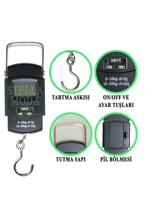 Stella Moda El Kantarı 50 Kg Kapasiteli Portatif Kancalı El Tartısı Dijital Lcd Ekranlı Kantar Tartı - Image 1