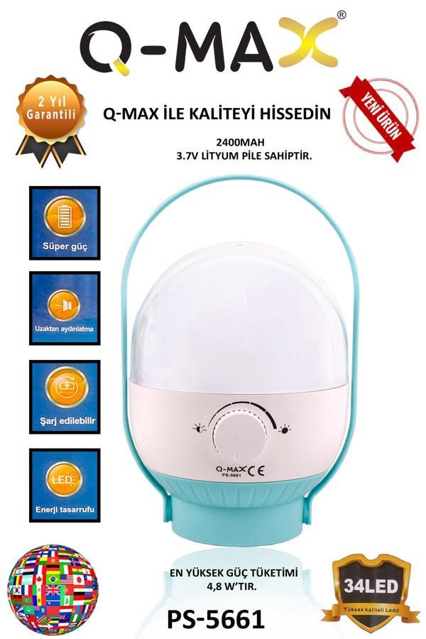 Q-Max Işığı Ayarlanabilir Şarjlı Kamp Lambası Taşınabilir Acil Durum Işığı Elit Yeni Nesil Işıldak  Fener - Image 1