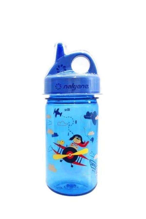 Nalgene 12Oz Grip-N-Gulp Kids Blue Airplane Tritan Suluk - Image 1