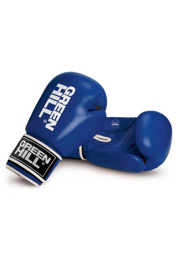 Green Hill Tiger Aiba Onaylı Deri Boks Eldiveni Mavi - Image 1