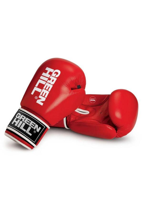 Green Hill Tiger Aiba Onaylı Deri Boks Eldiveni Kırmızı - Image 1