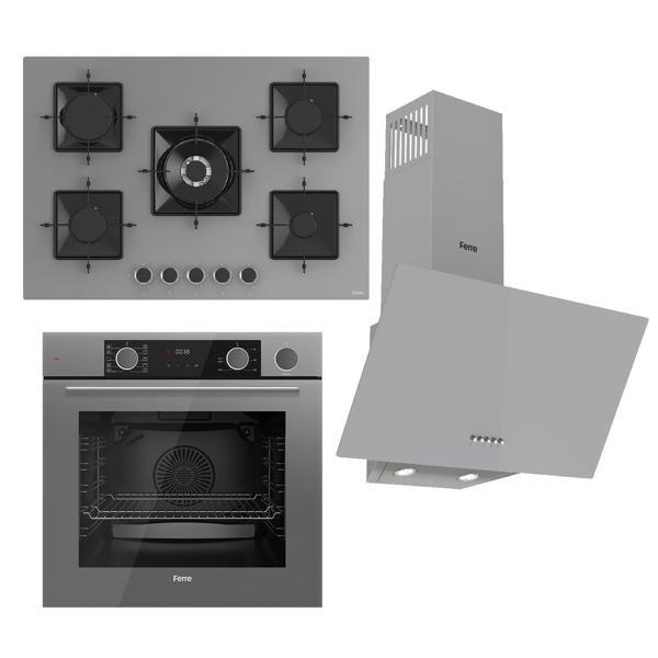  Ferre Steamart Ss Serisi Gri Set (ss038 + Xe64cpr +d087 ) -75'lik Seri Kare Emaye Izgara - Image 1