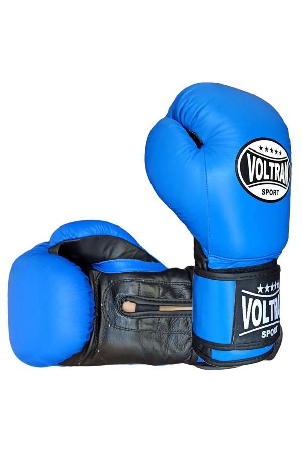 Voltran Chand Hakiki Deri Muay Thai Ve Boks Eldiveni Mavi Siyah - Image 1