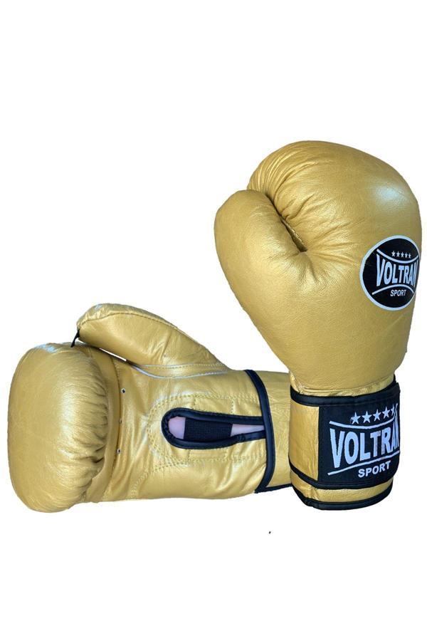 Voltran Classic Hakiki Deri Muay Thai Ve Boks Eldiveni Altın Sarısı - Image 1