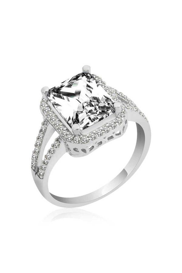 Armagano Gümüş Baget Kare Yüzük 925 Ayar - Image 1