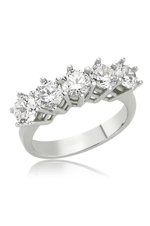 Armagano Gümüş Işıklı Kutulu 5 Taş Kadın Yüzük - Image 1