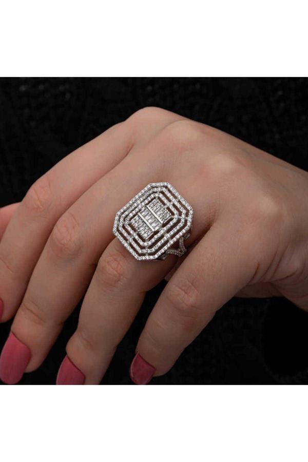 Armagano Gümüş Baget Taşlı Kadın Yüzük - Image 1