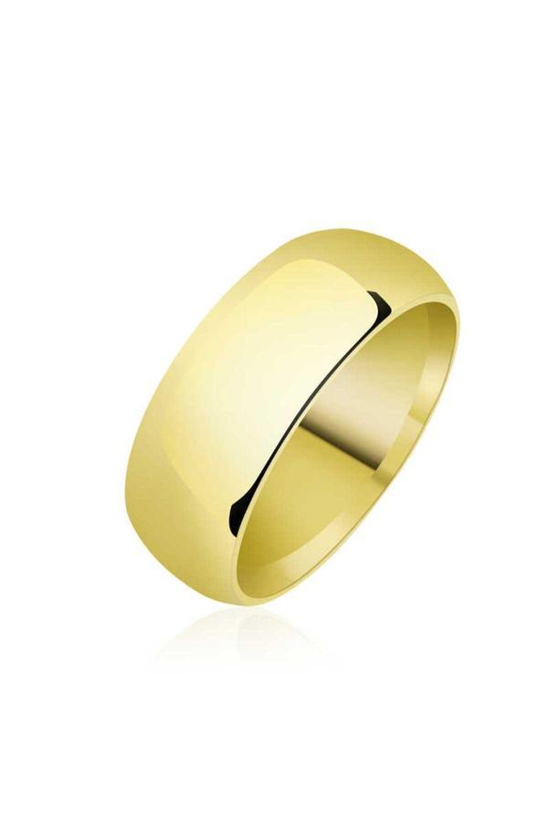 Armagano 8 Mm Düz Bombeli Gold Gümüş Alyans - Image 1