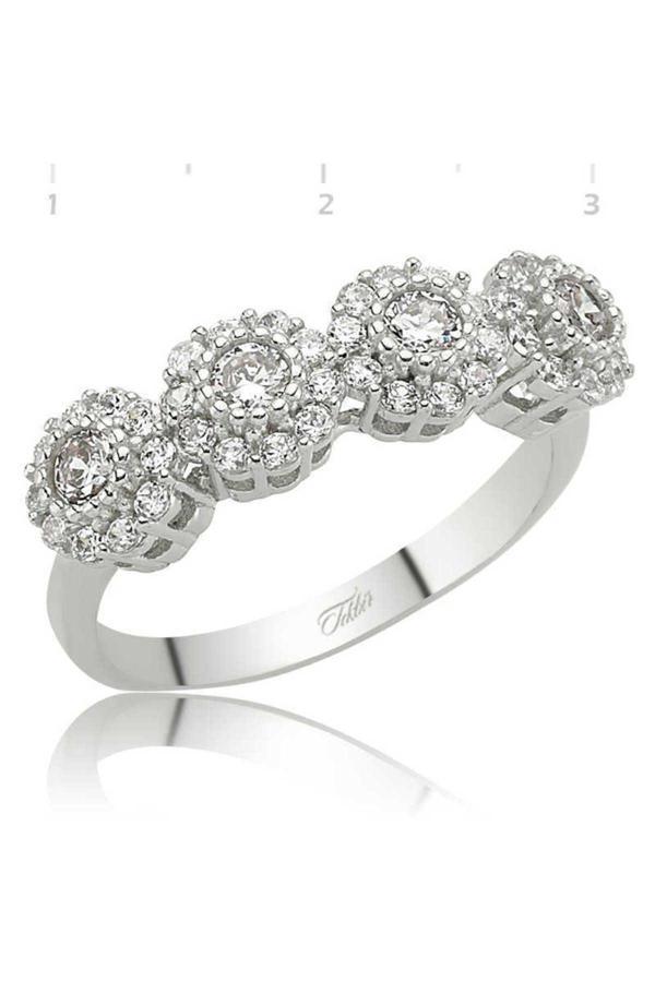 Armagano Gümüş Çiçekli 5 Taş Yüzük - Image 1