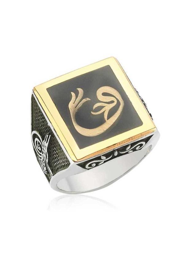 Armagano Gümüş Lale Vav Erkek Yüzük - Image 1