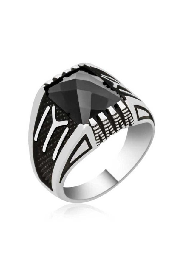 Armagano Gümüş Kayı Boyu Armalı Erkek Yüzük - Image 1