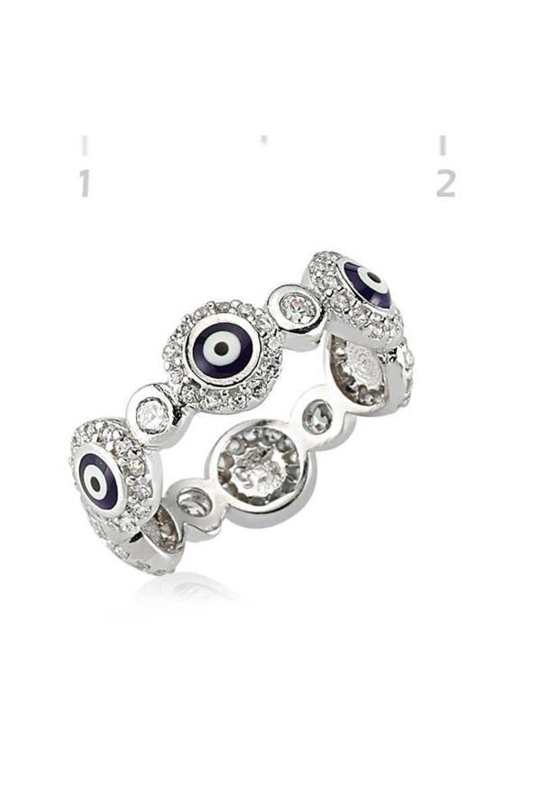 Armagano Gümüş Nazarlı Tamtur Bayan Yüzük - Image 1