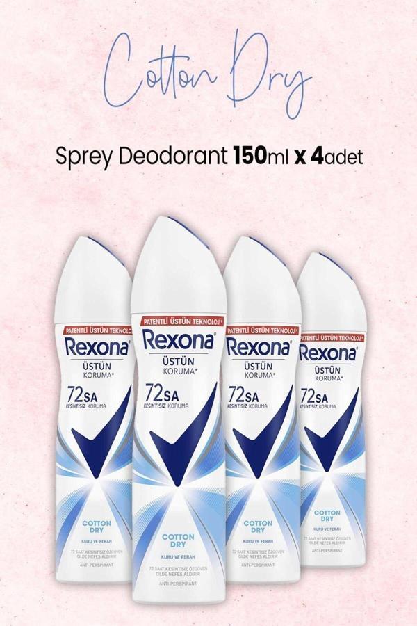 Kadın Sprey Deodorant Cotton Dry 150 ml x 4 Adet - Image 1
