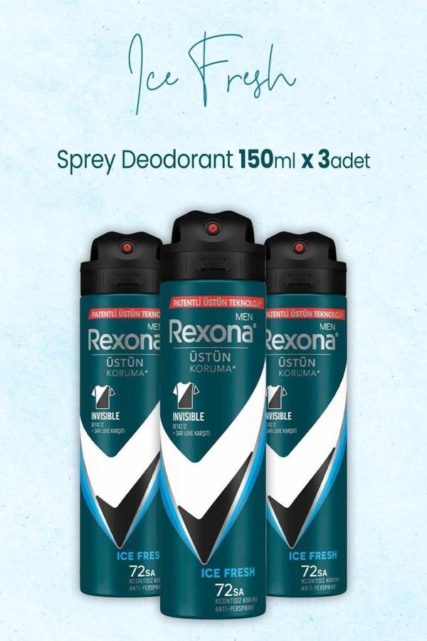 Men Invisible Ice Fresh Erkek Sprey Deodorant 3 X 150 ml - Image 1