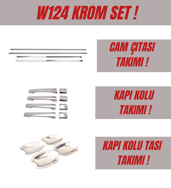 Mercedes E Klasse W124 Krom Seti 1984-1995 Paslanmaz Çelik - Image 1