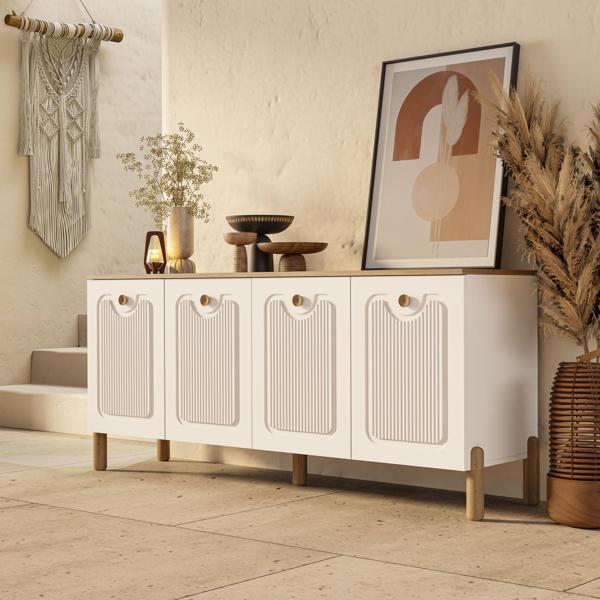 1740 Napoli 180 Cm (Membran MDF Kapaklı) Bohem Konsol Sepet - Beyaz - Image 1
