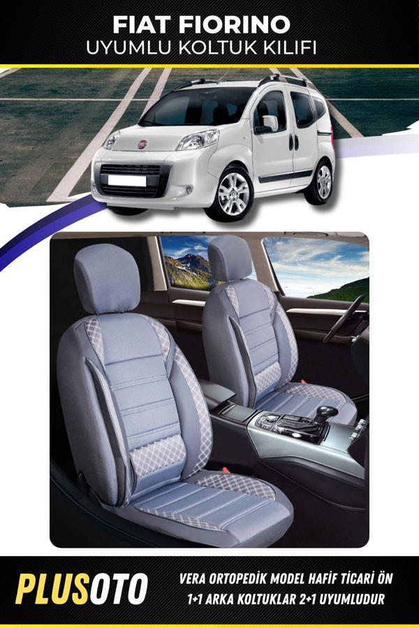 Plusoto Fiat Fiorino (2+1) Ticari Uyumlu Vera Serisi Füme Oto Koltuk Kılıfı 5Li Takım Set M-207 - Image 1
