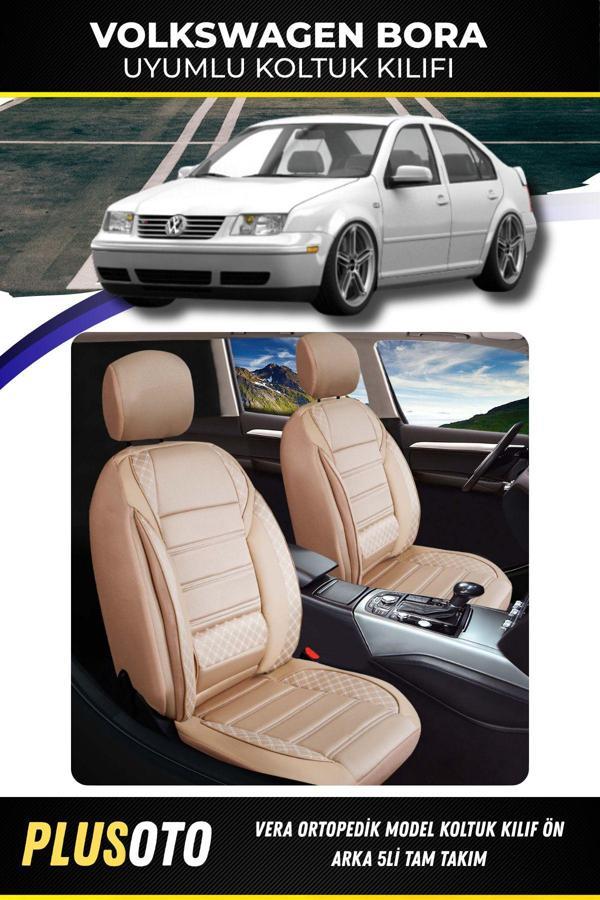 Plusoto Volkswagen Bora Uyumlu Vera Serisi Bej Oto Koltuk Kılıfı 5Li Takım Set M-1052 - Image 1