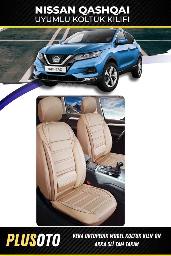 Plusoto Nissan Qashqai Uyumlu Vera Serisi Bej Oto Koltuk Kılıfı 5Li Takım Set M-578 - Image 1