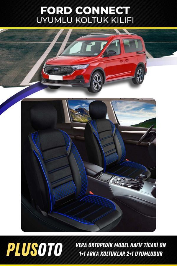 Plusoto Ford Connect (2+1) Ticari Uyumlu Vera Serisi Bej Oto Koltuk Kılıfı 5Li Takım Set T-17 - Image 1