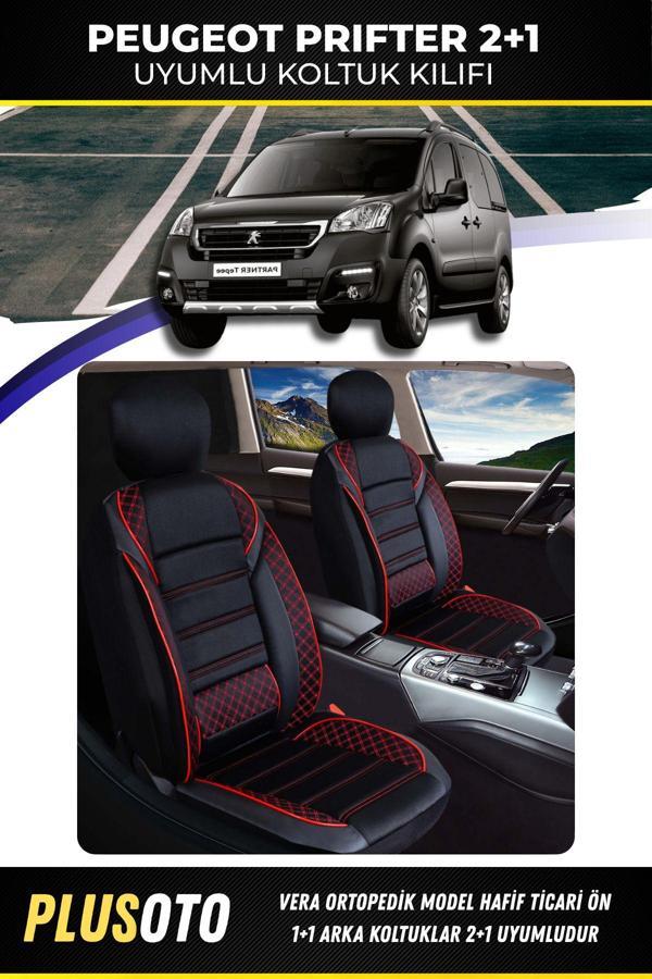 Plusoto Peugeot Rifter (2+1) Ticari Uyumlu Vera Serisi Bej Oto Koltuk Kılıfı 5Li Takım Set T-22 - Image 1
