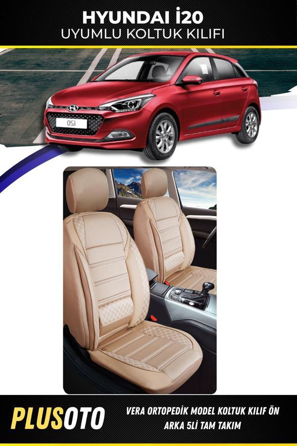 Plusoto Hyundai İ20 Uyumlu Vera Serisi Bej Oto Koltuk Kılıfı 5Li Takım Set M-380 - Image 1