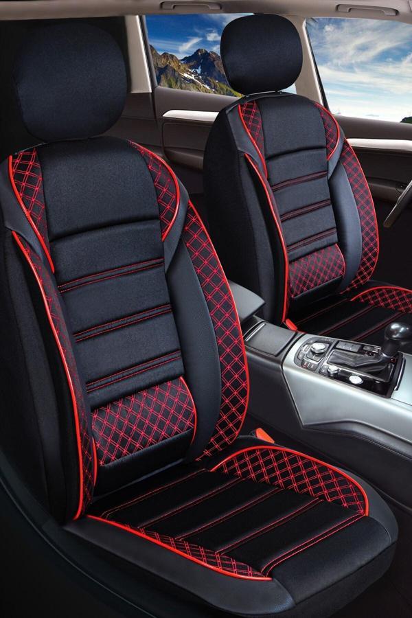 Plusoto Citroen C3 Picasso Uyumlu Vera Siyah-Kırmızı Oto Koltuk Kılıfı 5Li Takım Set - Image 1