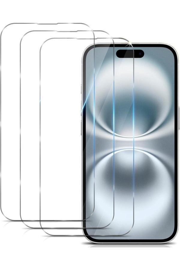20068310 Apple İphone 16 Plus İle Uyumlu Ekran Koruyucu Şeffaf Temperli Kırılmaz Cam Ekran Koruyucu 3 Adet - Image 1