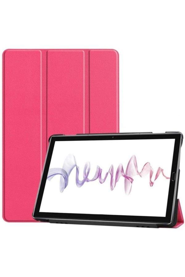 Mobax Samsung Galaxy Tab S6 Lite 10.4" Sm-P610 P615 P617N Pembe Smart Case Pu Deri Kılıf - Image 1