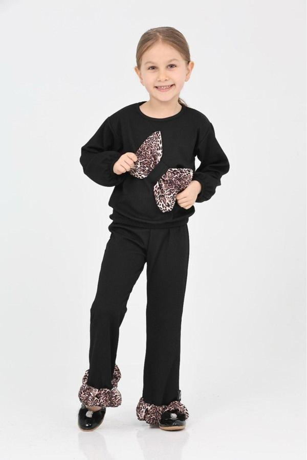 Tunays Shopping Fiyonk Detaylı Leopar Fırfırlı Paça Alt Üst Takım - Image 1