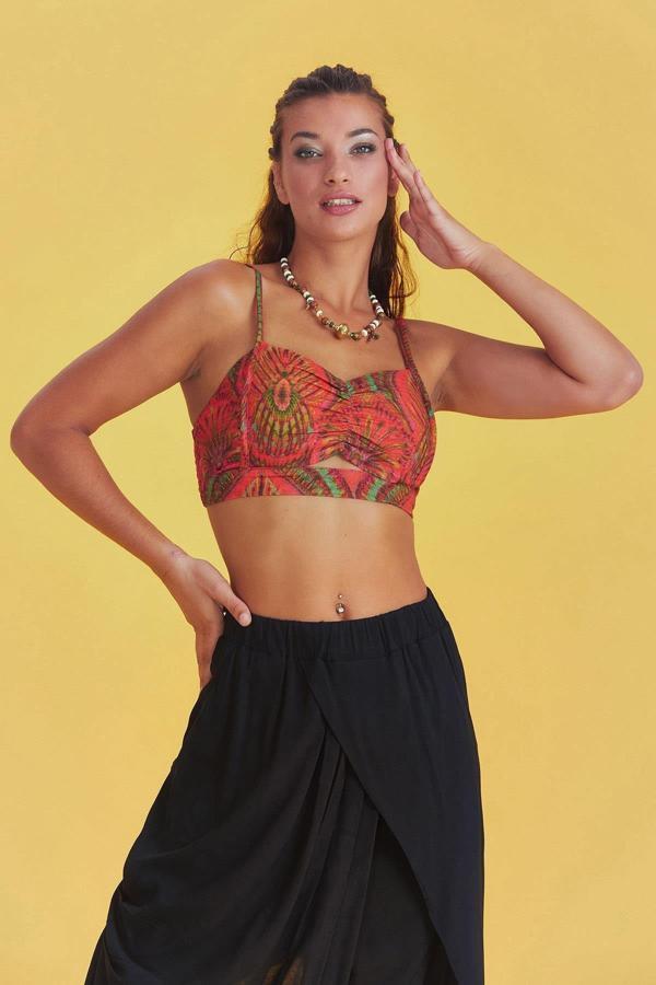 Los Banditos Desenli İnce Askılı Cut Out Detay Koton Bralet - Image 1