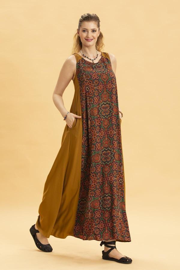 Los Banditos Bisiklet Yaka Cep Detaylı Salaş Elbise - Image 1