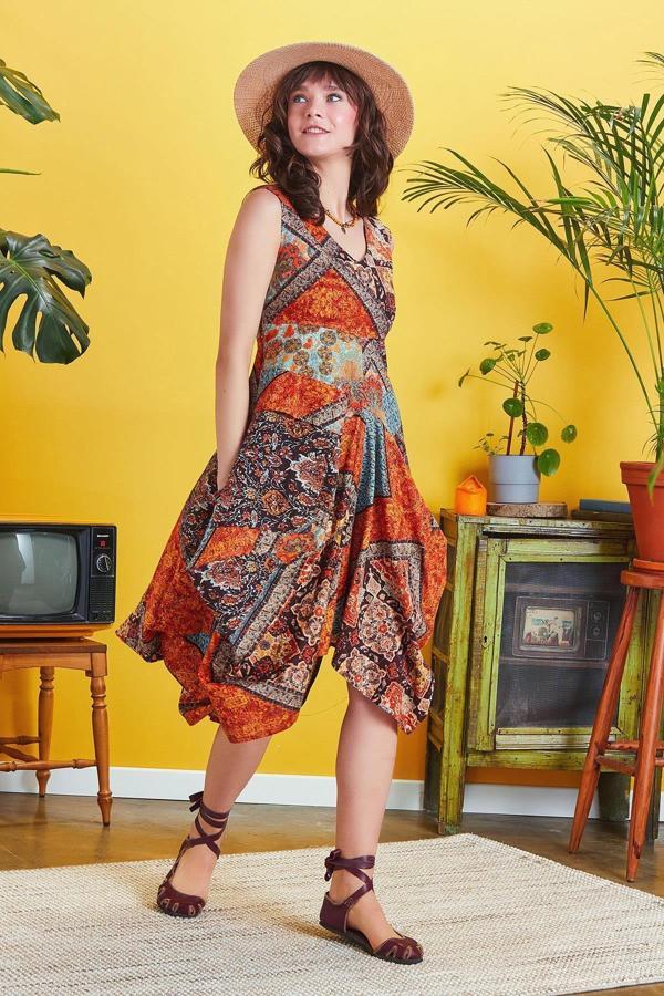 Los Banditos Otantik Derin V Yaka Elbise - Image 1